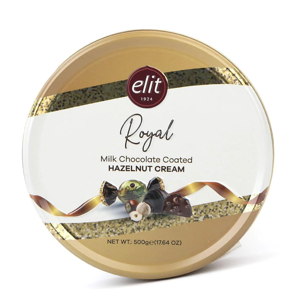 Elit Royal Milk Chocolate Coated Hazelnut Cream 500g Tin Box