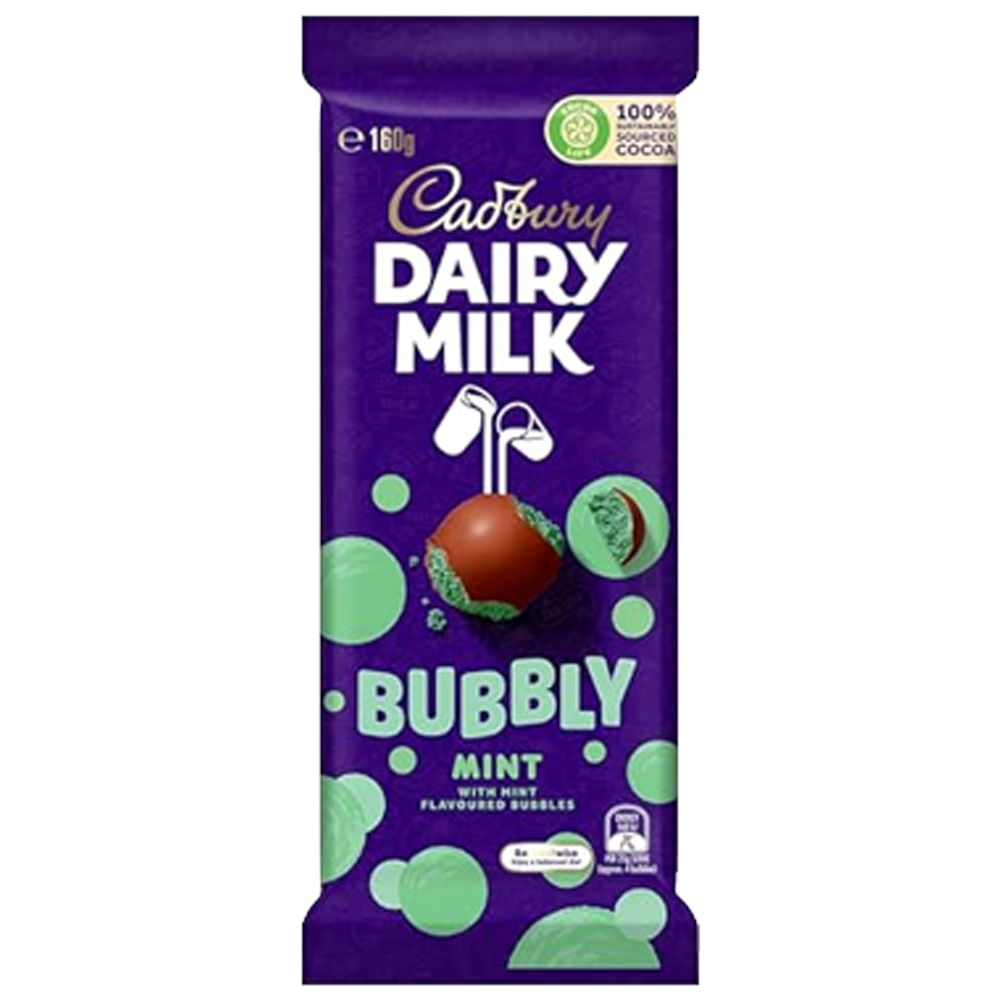 Cadbury Dairy Milk Bubbly Mint Chocolate 160g