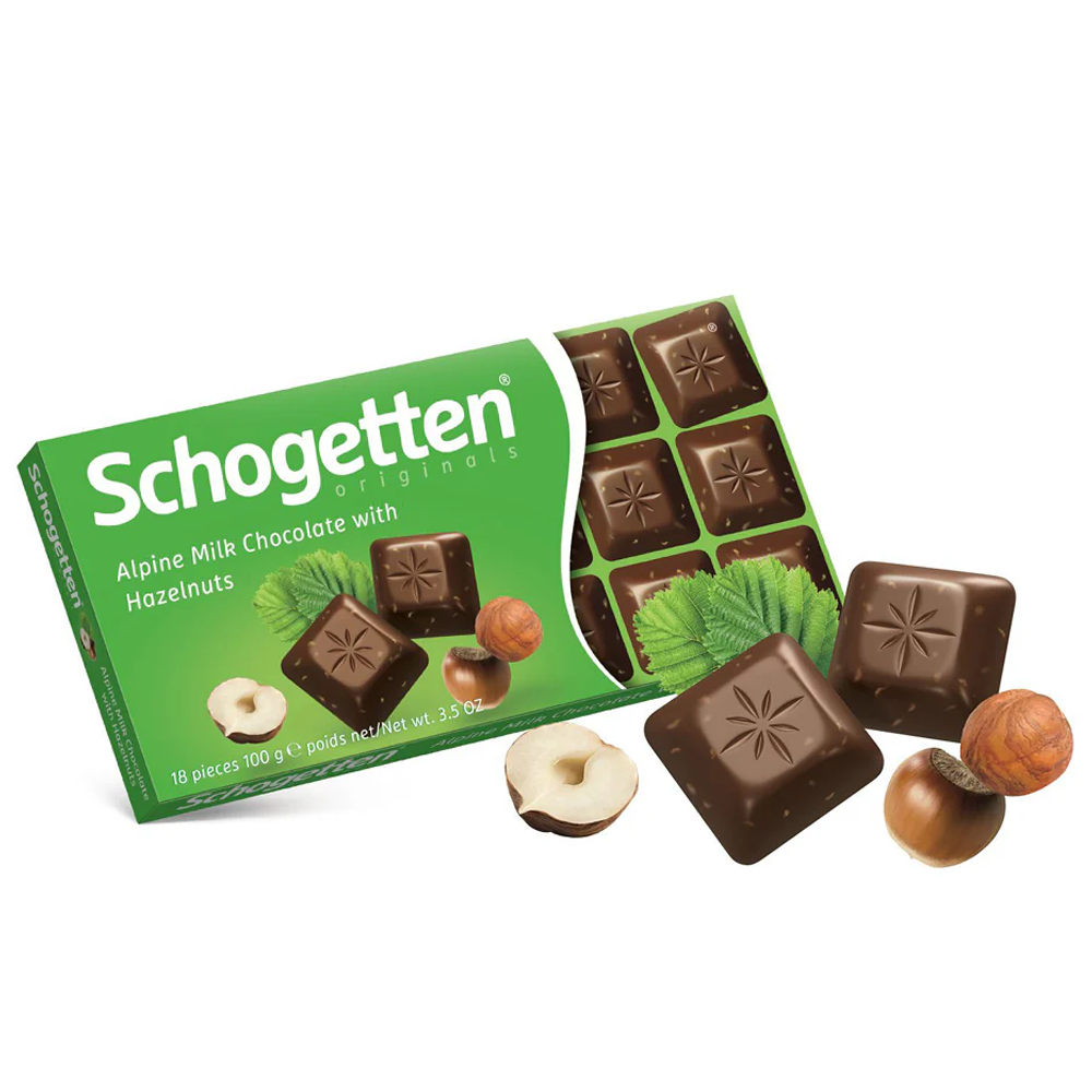 Schogetten Alpine Milk Chocolate with Hazelnuts (Edel Alpenvollmilch Haselnuss) 100g