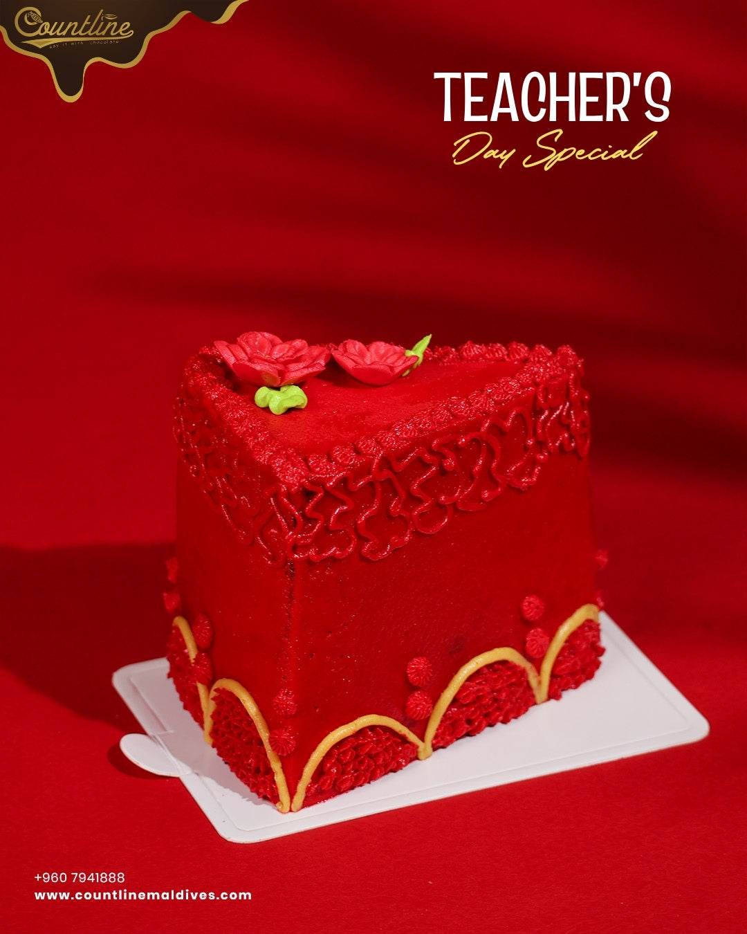 Teachers's Day Special Red Velvet Cake Slice