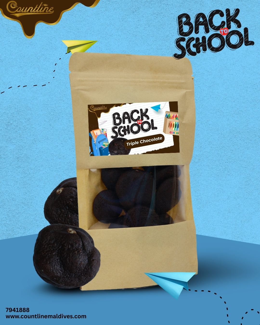 Back to School Triple Chocolate Cookie pack