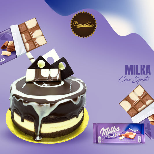 Milka cow spots chocolate cake