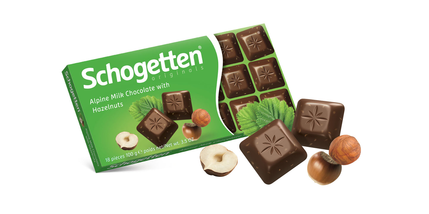 Schogetten Alpine Milk Chocolate with Hazelnuts (Edel Alpenvollmilch Haselnuss) 100g