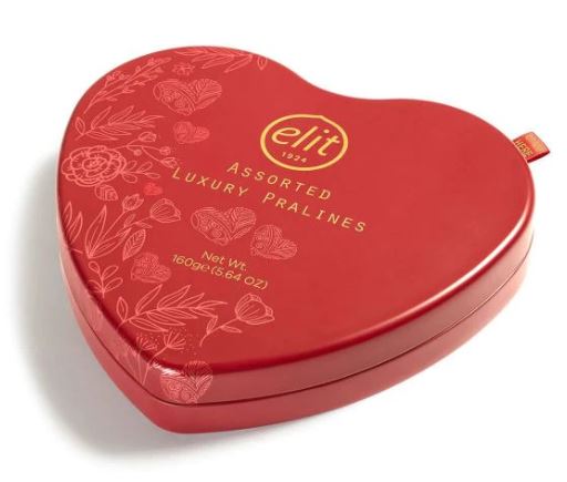 Assorted Luxury Pralines Heart Shape Tin 160g (7081)