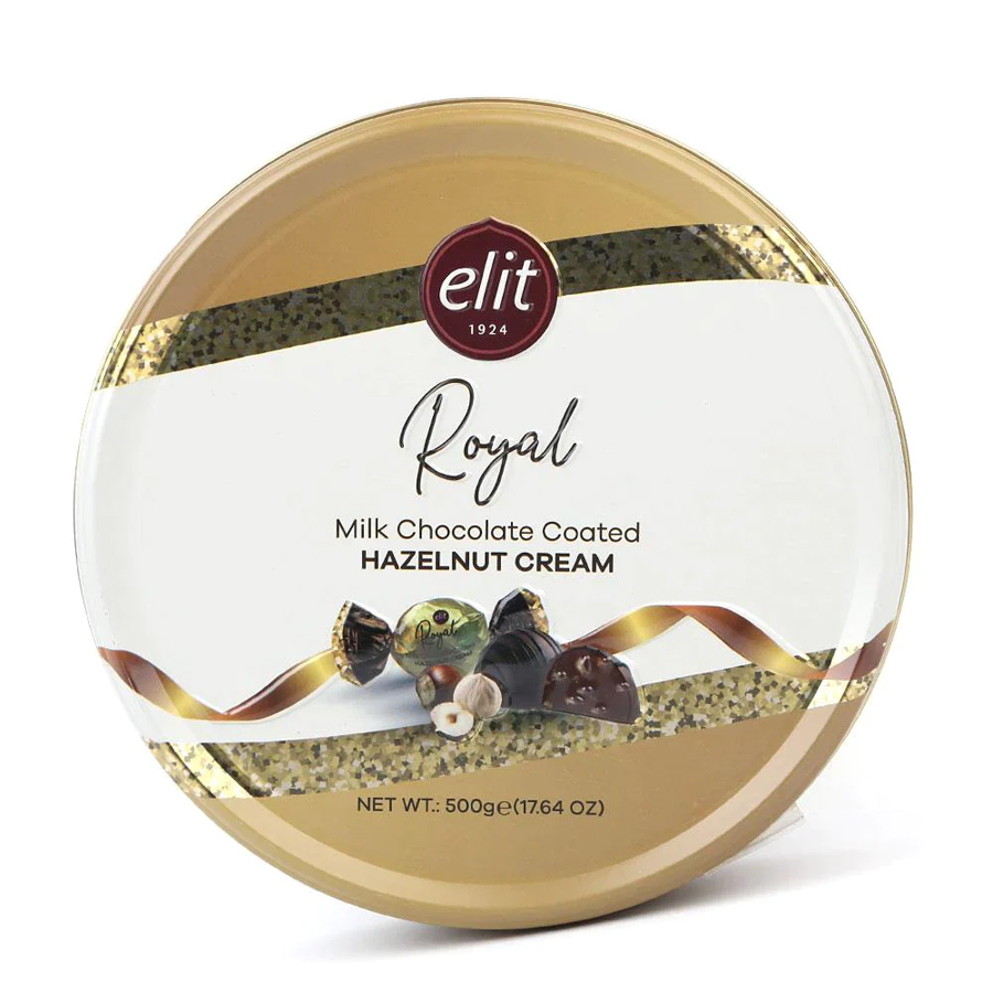 Elit Royal Milk Chocolate Coated Hazelnut Cream 500g Tin Box (7345)