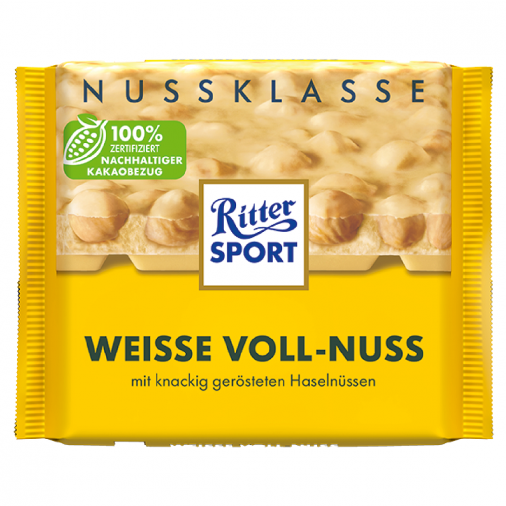 Ritter Sport White Chocolate with Whole Hazelnuts (Weisse Voll Nuss) 100g