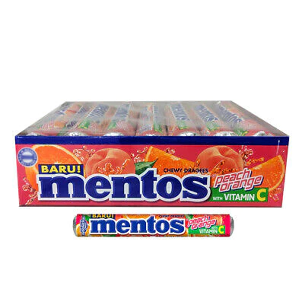 Mentos Peach Orange Flavour Candy (14x29) 406g