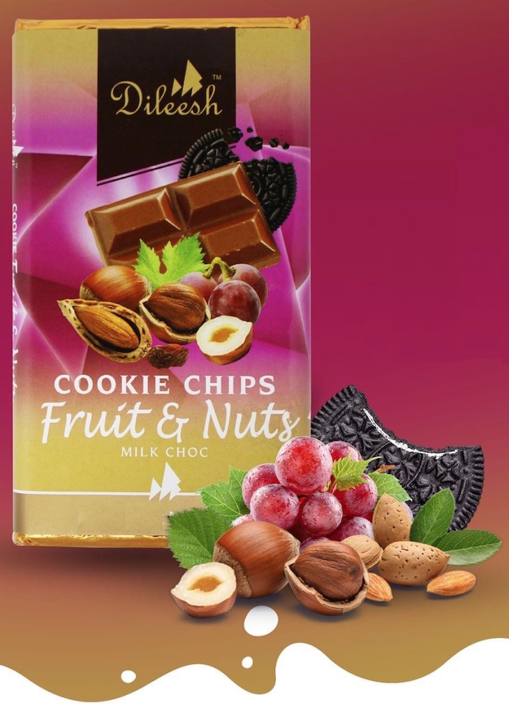 [DIL0024] Dileesh Bar Choc Cookies Fruits &Nuts 150g -