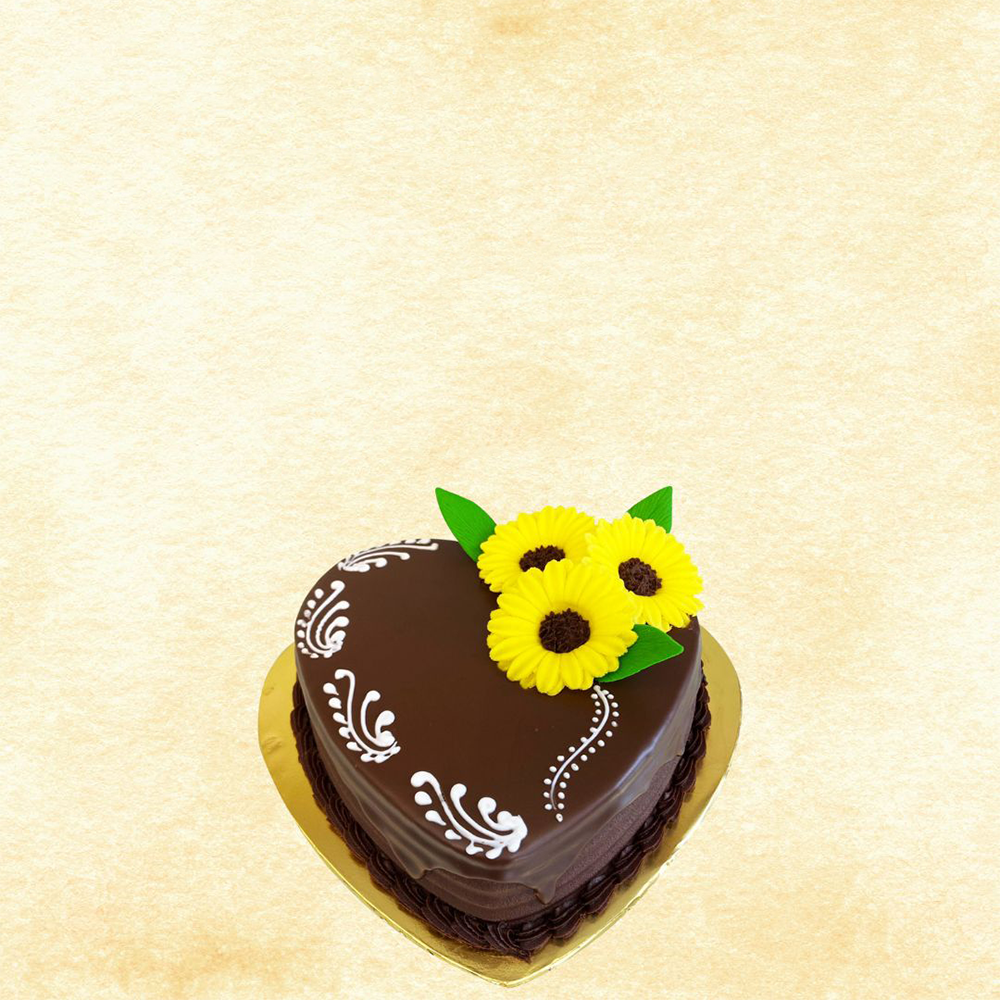 Chocolate Cream Heart Cake 10"