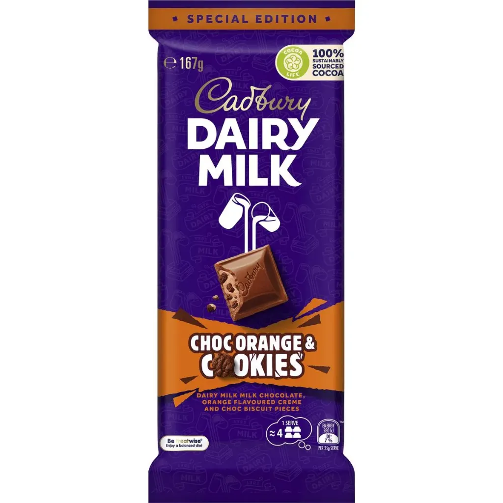 [SCP0005] Cadbury Dairy Milk Choc Orange & Cookies 167g