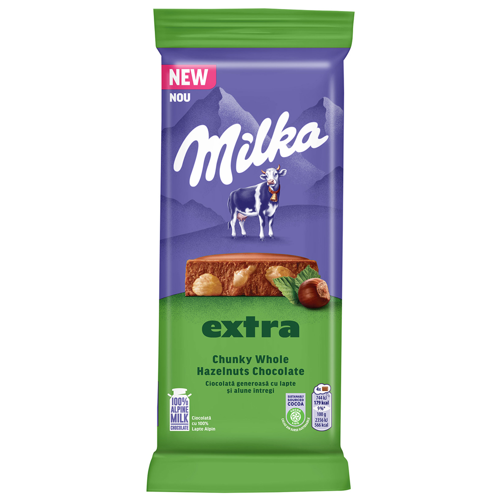 Milka Extra Whole Hazelnuts Chocolate 190g