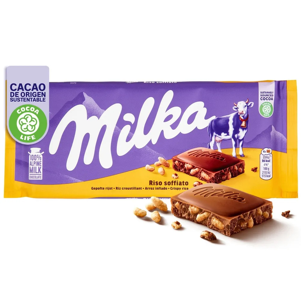 Milka Crispy Rice Chocolate 90g