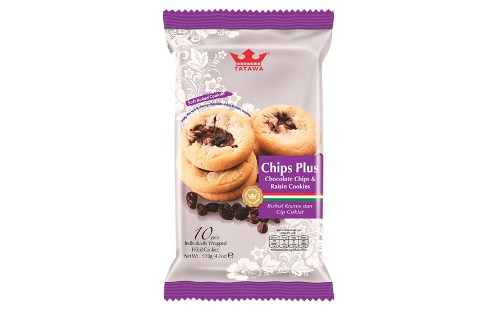 [TAT0037] Tatawa Chips Plus Raisin & Choc Cookies 120g